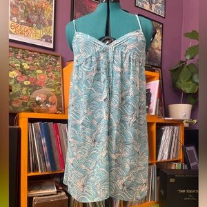 Kimchi Blue Teal & White Wave Print Slip Dress